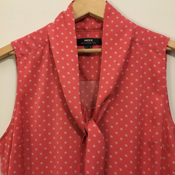 Coral Pink & Pearl Polka Dot Bow Tie Bubble Hem Tank - Picture 4 of 16